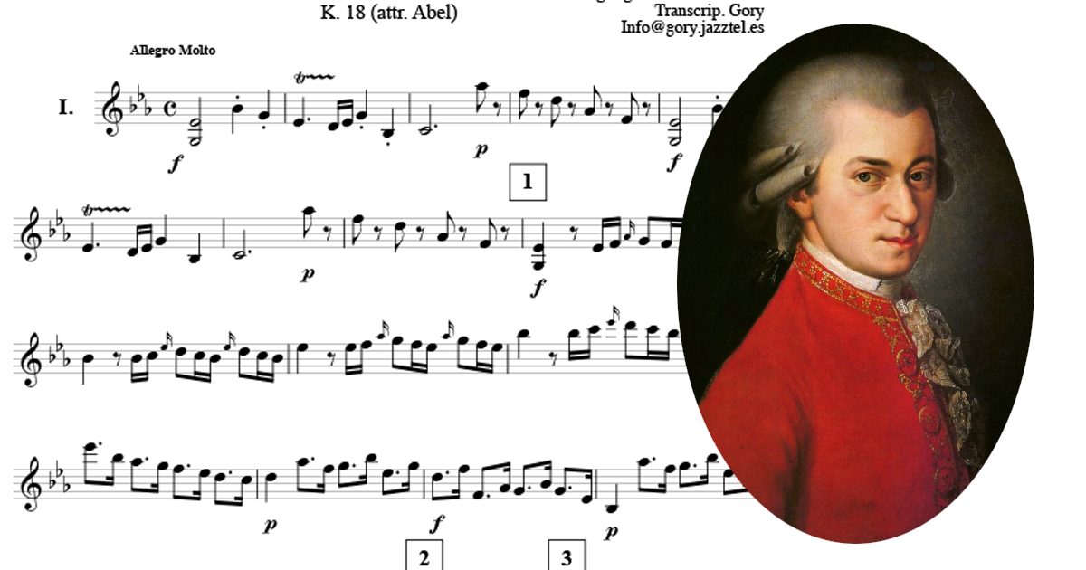 モーツァルト交響曲第3番[無料楽譜]変ホ長調K.18(Anh.A51): (Carl Friedrich Abel/W.A. Mozart Symphony No.3)